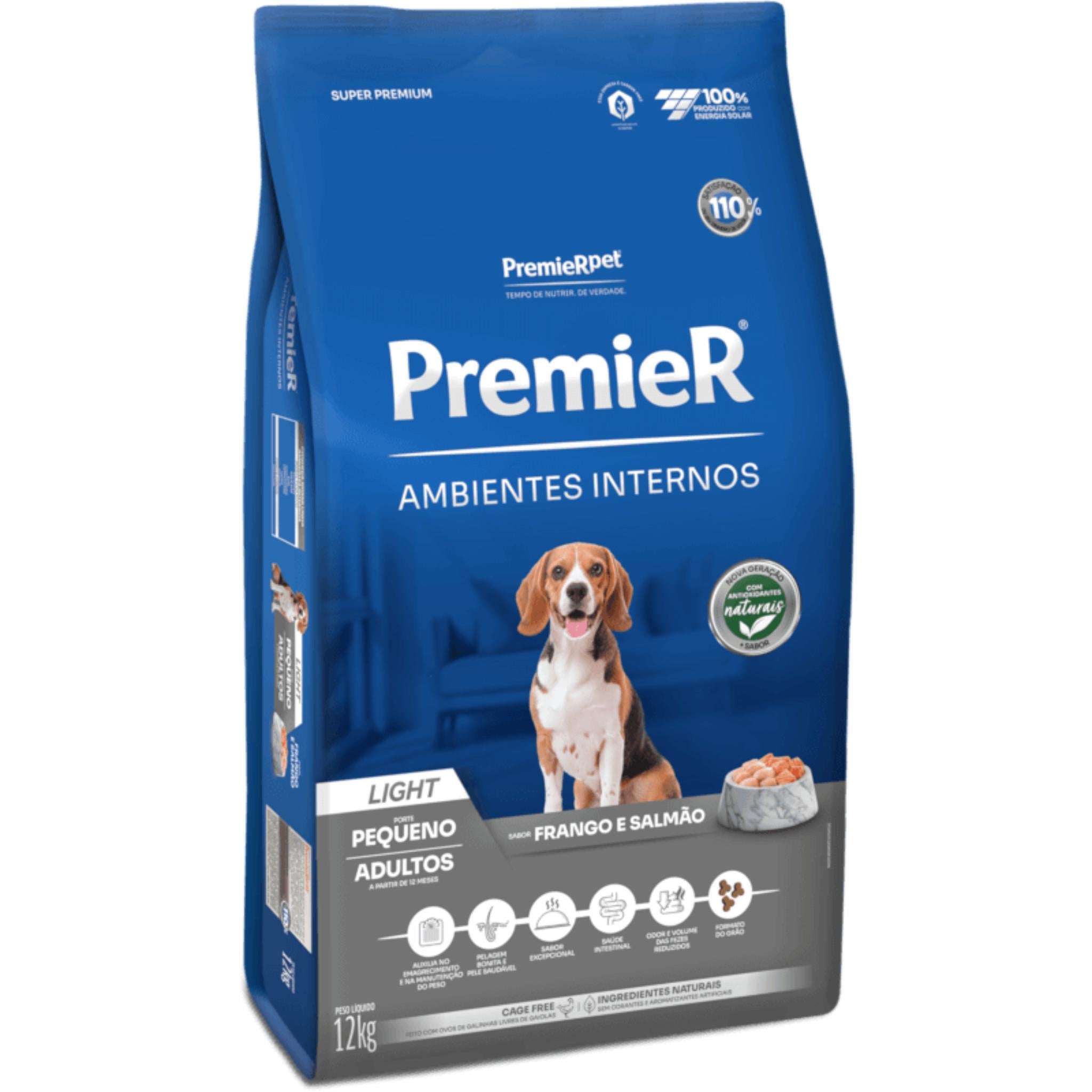 Ração Premier Ambientes Internos Light Cão Adulto Raças Pequenas 12kg