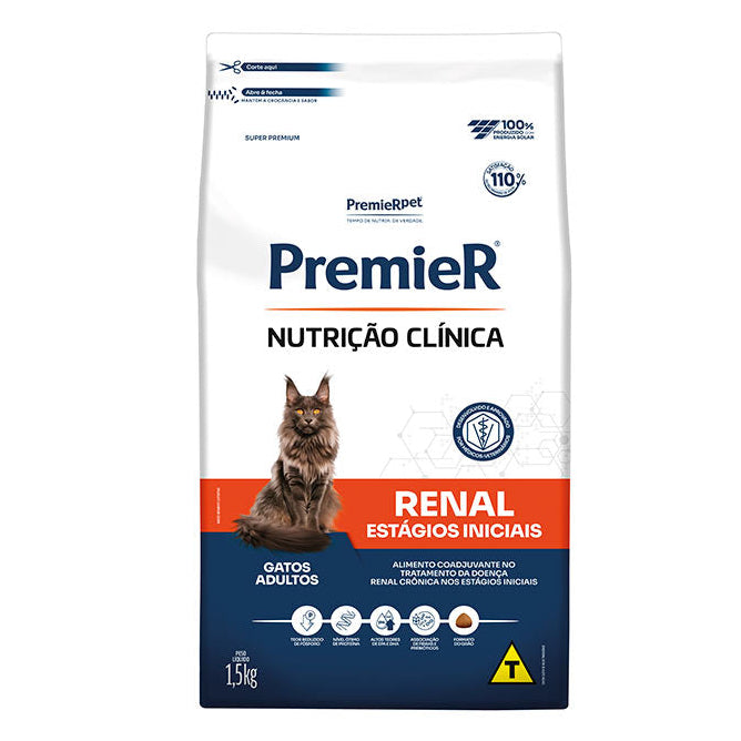 Ração Premier Nutrição Clínica Renal Estágios Iniciais Gato Adulto 1,5kg
