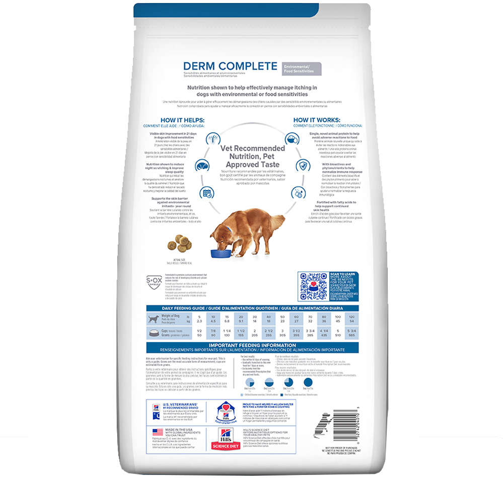 Ração Hill's Prescription Diet Derm Complete Pele e Alergias Alimentares para Cães 2,94kg