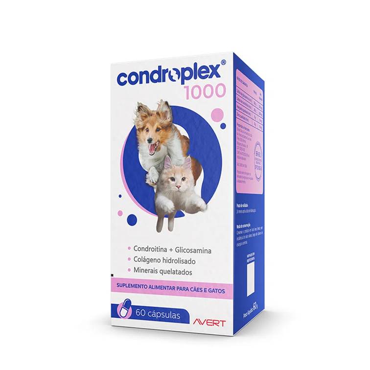 Suplemento CondroPlex 1000 para Cães e Gatos 60 cápsulas