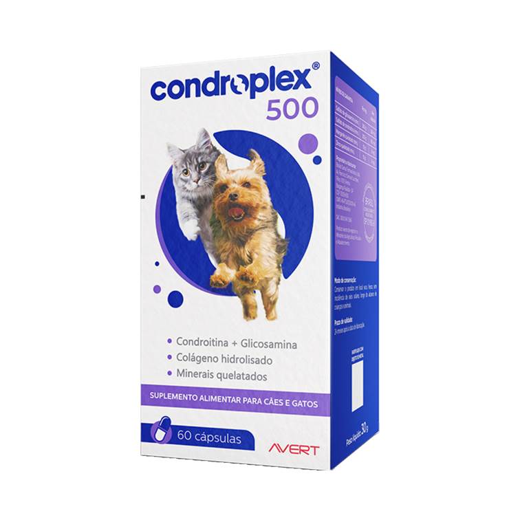 Suplemento CondroPlex 500 para Cães e Gatos 60 cápsulas