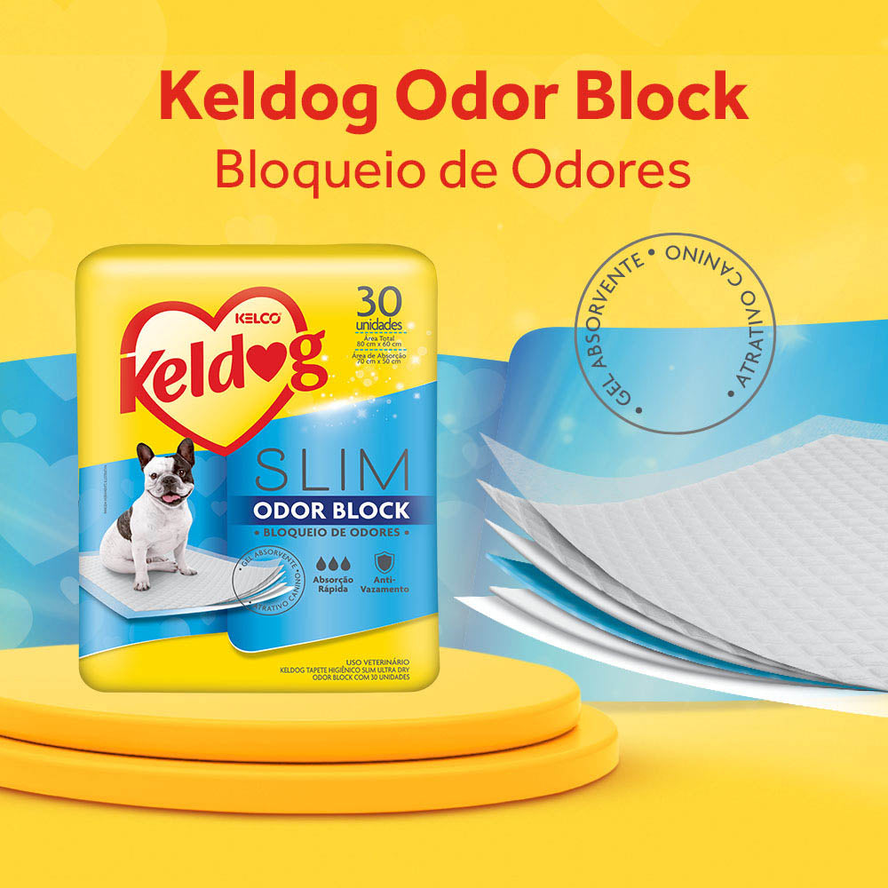 Tapete Higiênico Keldog Slim Odor Block para Cães 30 unidades