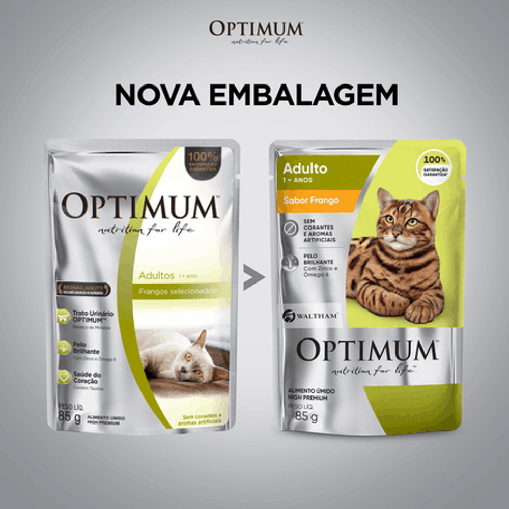 Alimento Úmido Optimum Gatos Adultos Frango 85g