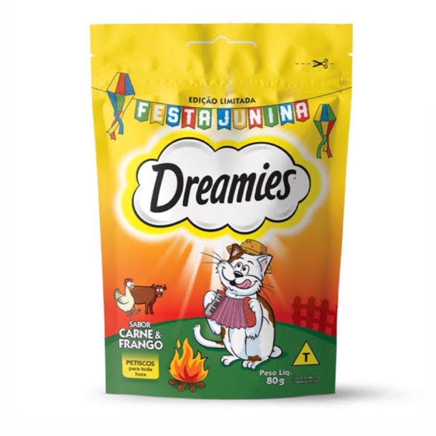 Petisco para Gatos Dreamies Festa Junina Carne e Frango 80g