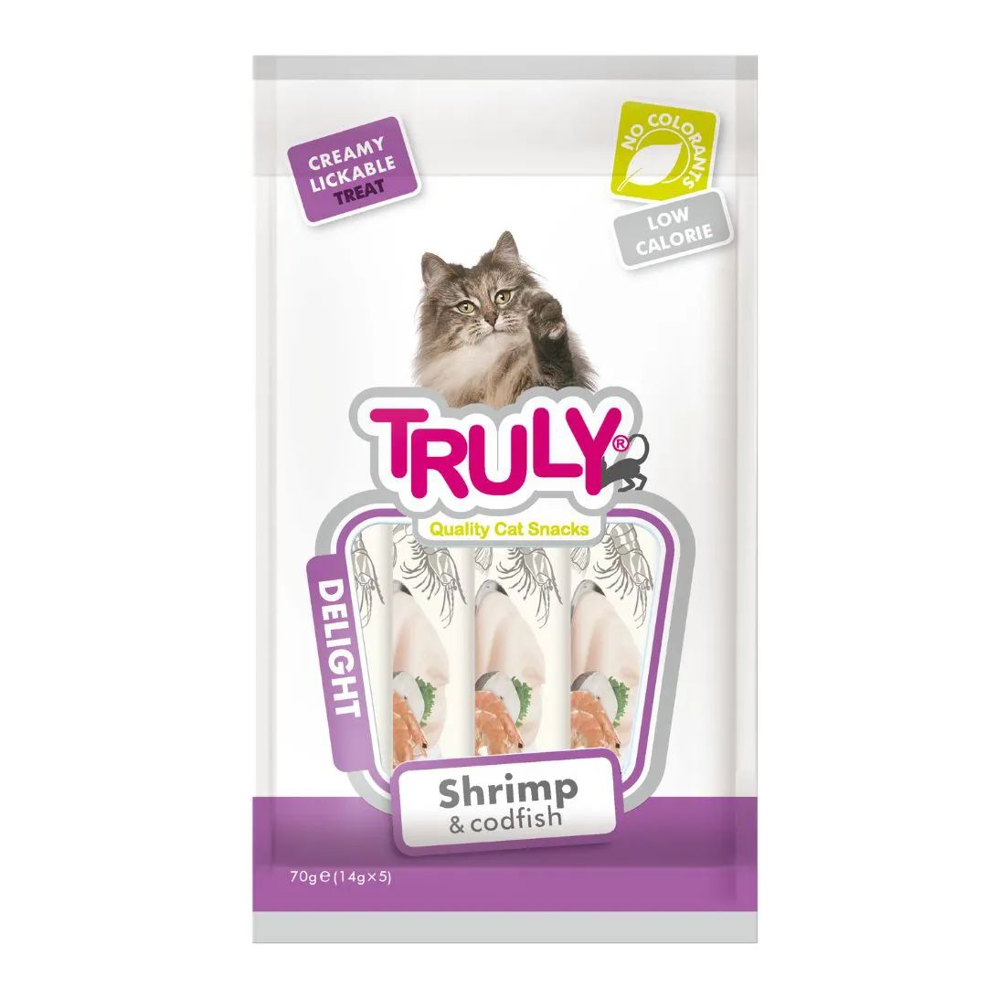 Petisco para Gato Truly Creamy Camarão e Bacalhau 70g