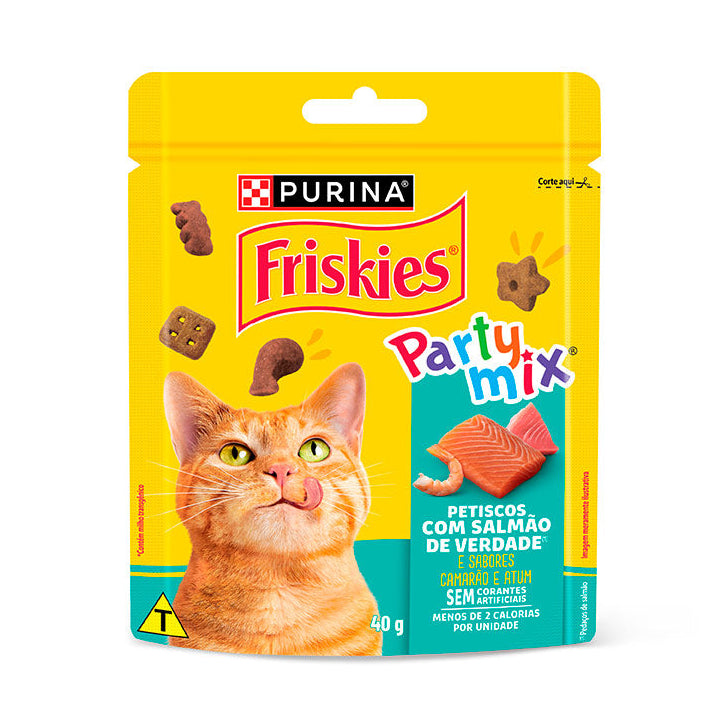 Petisco Friskies Party Mix Camarão, Salmão e Atum 80g