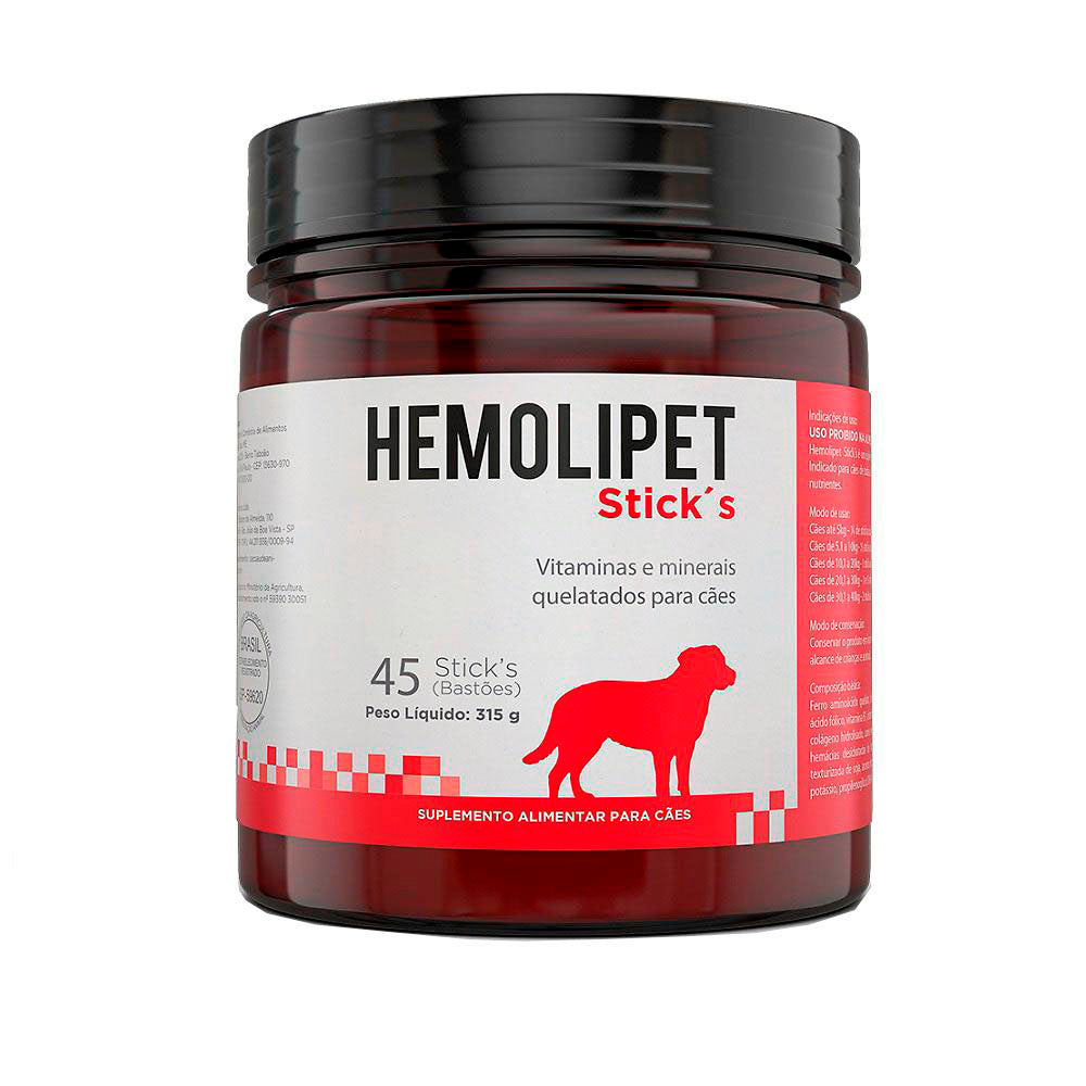 Suplemento para Cachorro Hemolipet Sticks Avert 45 Bastões