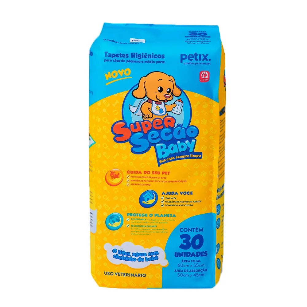 Tapete Higiênico Super Secão Baby 60x55cm 30 Unidades