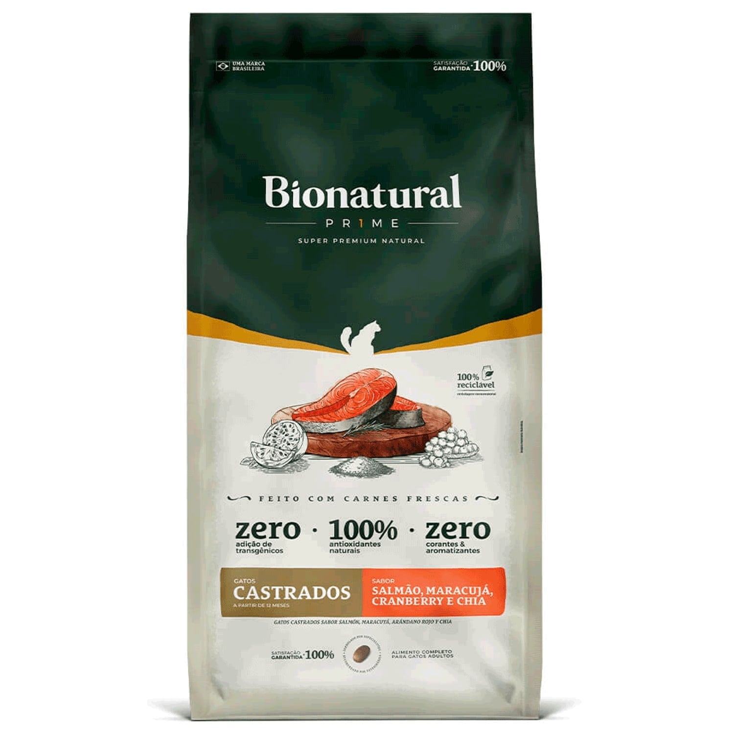 Ração Bionatural Prime Gatos Castrados Salmão 20kg