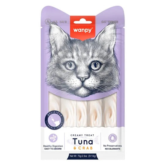 Petisco para Gato Wanpy Creamy Atum e Caranguejo 70g