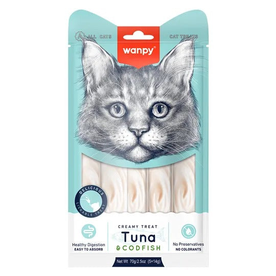 Petisco para Gato Wanpy Creamy Atum e Bacalhau 70g