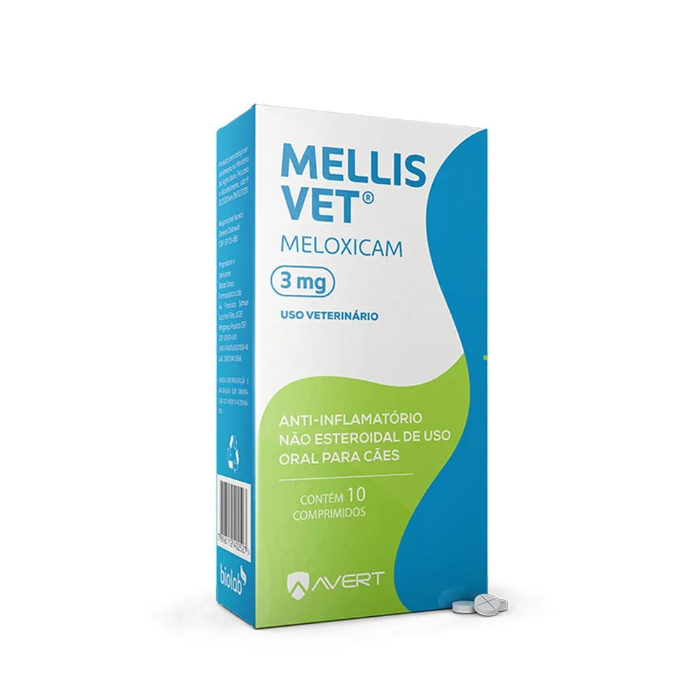 Anti-inflamatório Mellis Vet para Cães 3,0mg 10 Comprimidos
