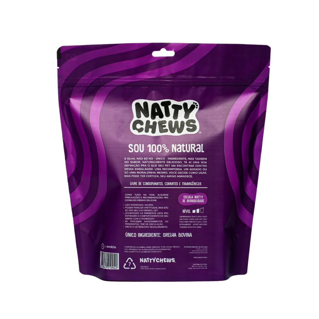 Petisco Orelhones Natty Chews Orelha Bovina Desidratada 3 unidades