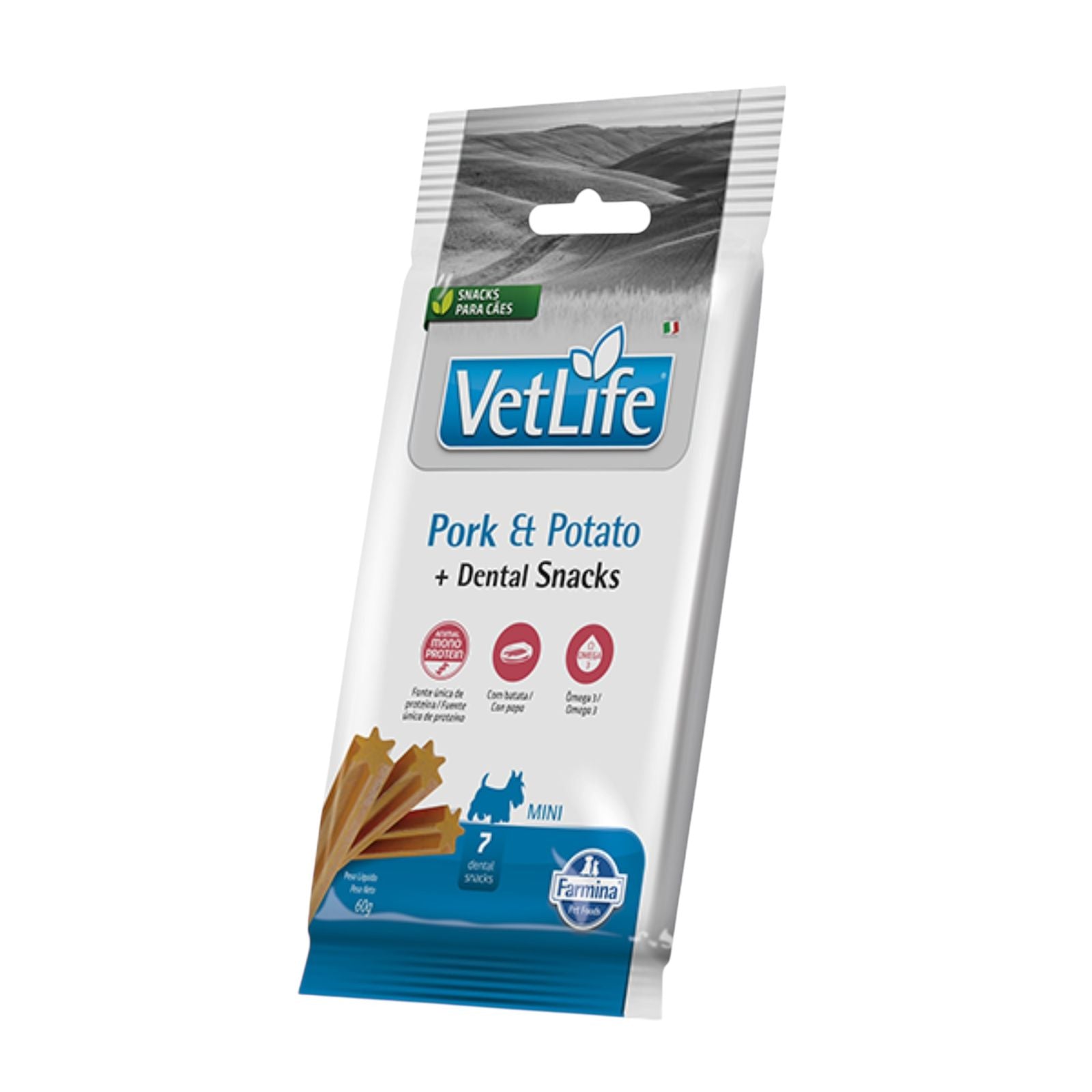 Snack Vet Life Pork & Potato Cães Adultos Mini 60g