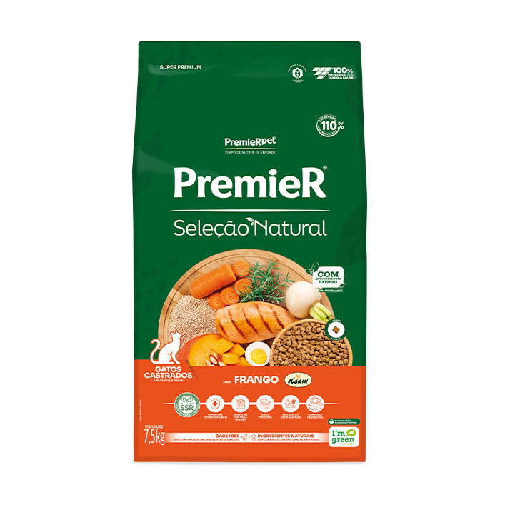 Ração Premier Seleção Natural Gato Adulto Castrado 7,5kg