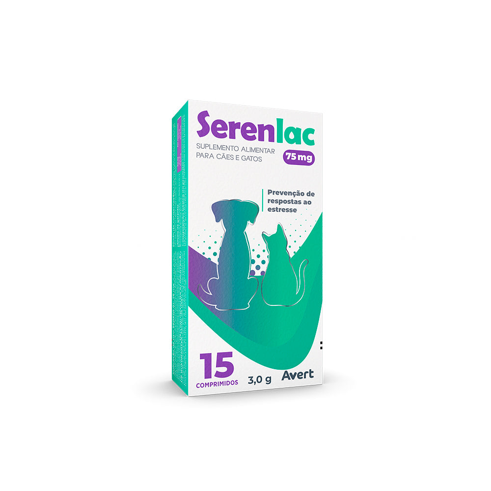 Suplemento para Cachorro e Gato Serenlac 75mg Avert 15 comprimidos