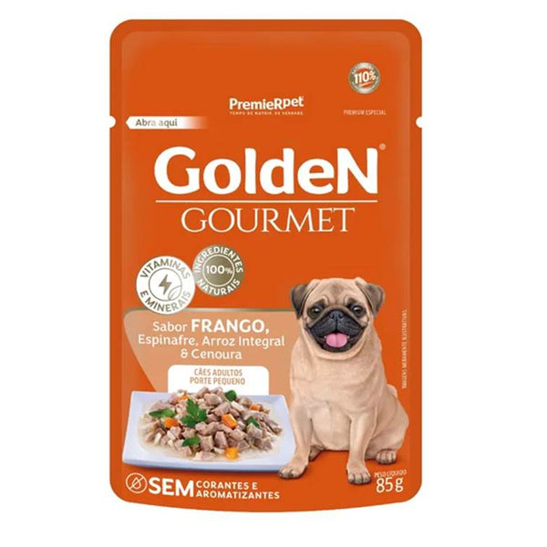 Alimento Úmido Golden Gourmet Cães Adultos Pequeno Porte Frango e Espinafre 85g
