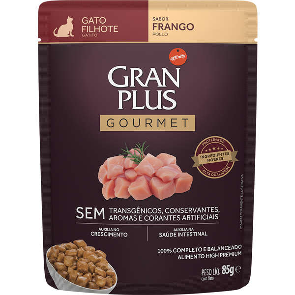 Alimento Úmido GranPlus Sachê Gourmet Gatos Filhotes Frango 85g