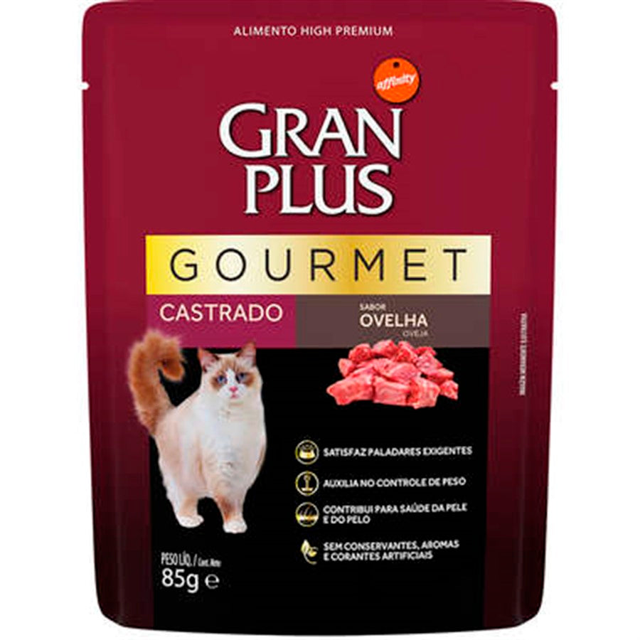 Alimento Úmido GranPlus Sachê Gourmet Gatos Castrados Ovelha 85g