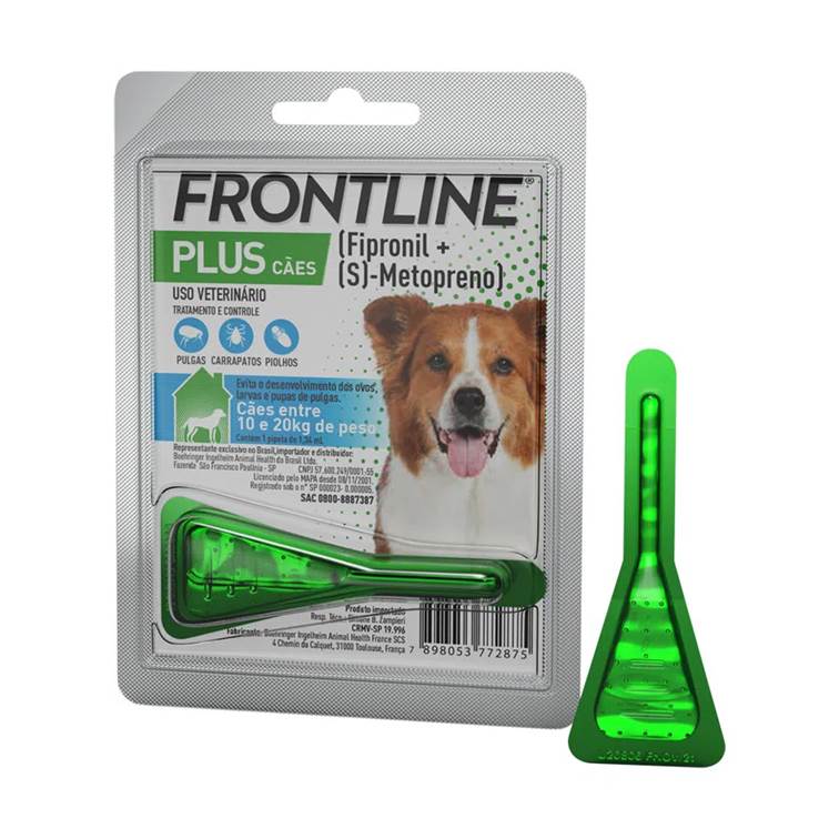 Antipulgas e Carrapatos Frontline Plus para Cães de 10 a 20kg