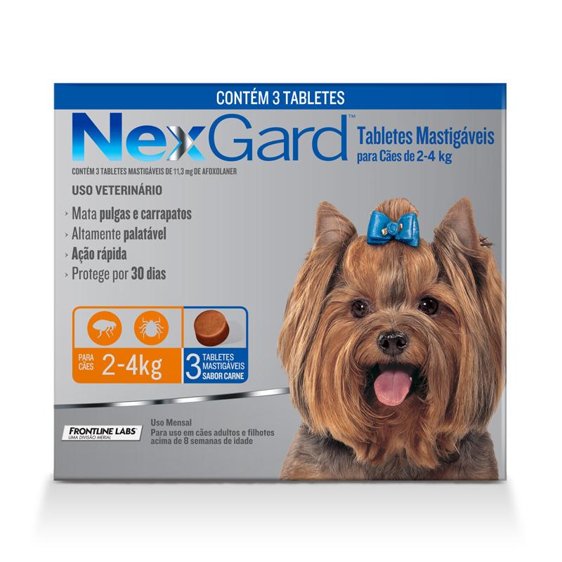 Antipulgas e Carrapatos NexGard para Cães de 2 a 4kg 3 unidades