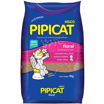 Areia Higiênica Pipicat Perfumado Floral 4kg