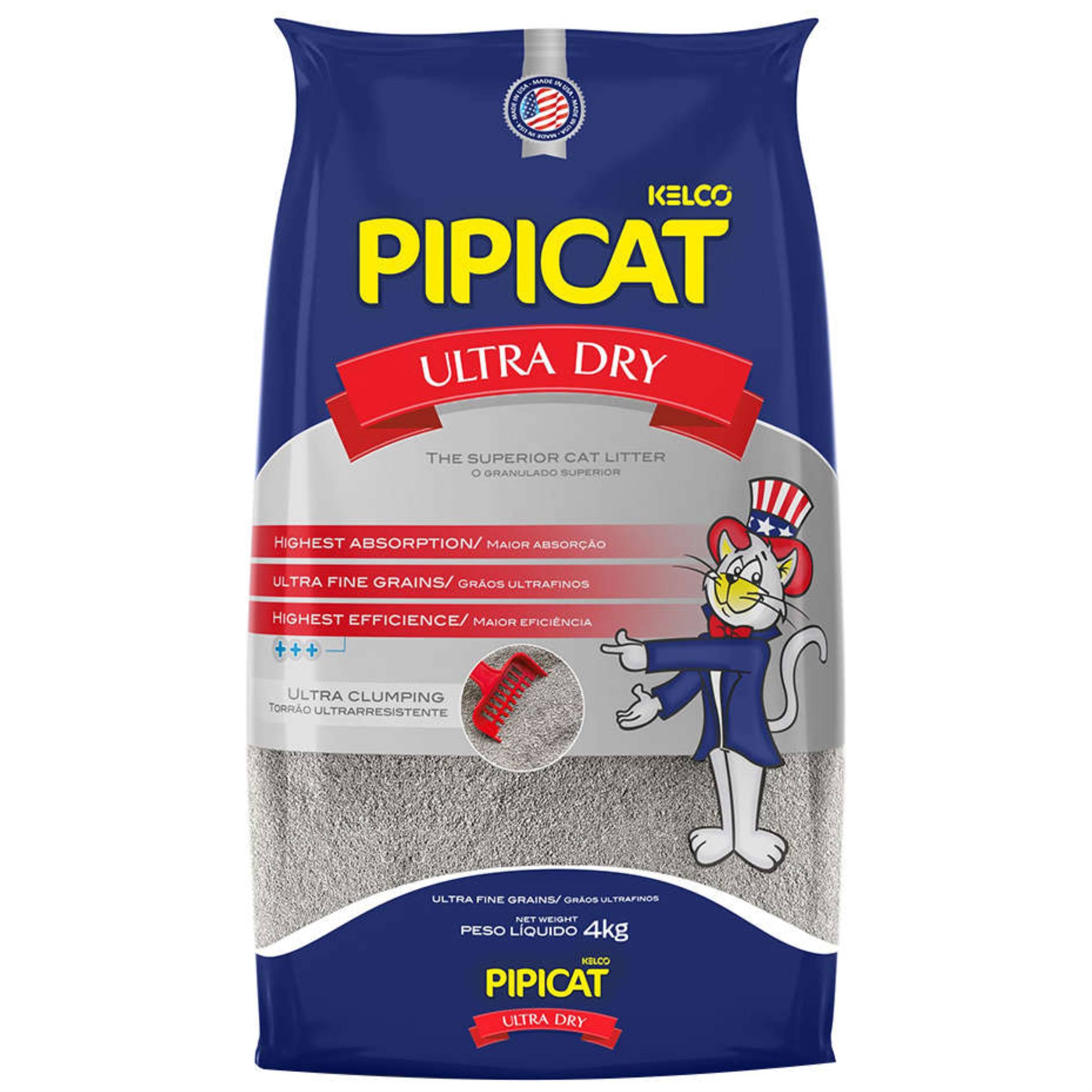 Areia Higiênica Pipicat Ultra Dry 4kg