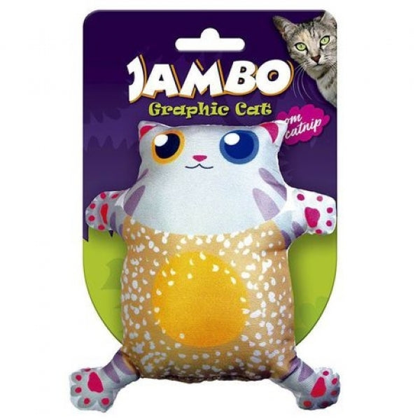 Brinquedo para Gato Jambo Graphic Cat Cute com Catnip Laranja