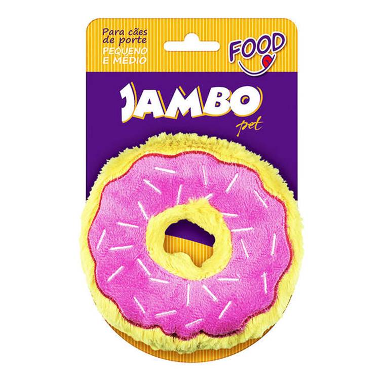 Brinquedo para Cachorro Jambo Mordedor Pelúcia Food Donut Rosa Pequeno