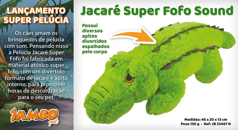 Brinquedo Jambo Mordedor Pelúcia Jacaré Super Fofo