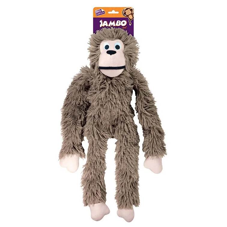 Brinquedo Jambo Mordedor Pelúcia Macaco Peludo Marrom Grande