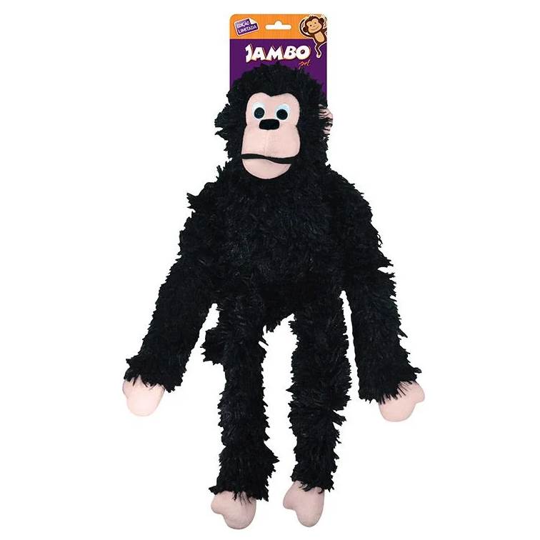 Brinquedo Jambo Mordedor Pelúcia Macaco Peludo Preto Grande