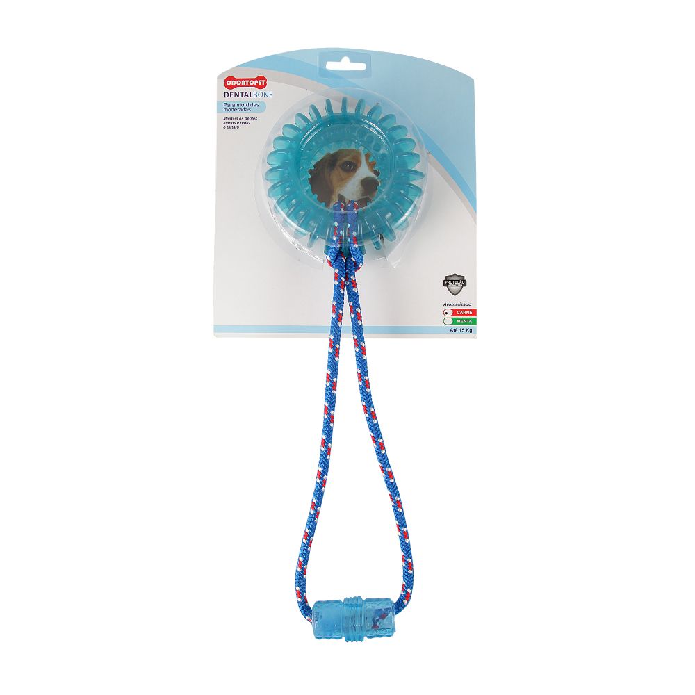 Brinquedo Odontopet Dentalbone Argola Espacial com Corda Cães até 15kg
