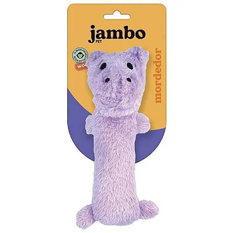 Brinquedo para Cachorro Jambo Mordedor Pelúcia Barriguinha Plush Hippo Rosa