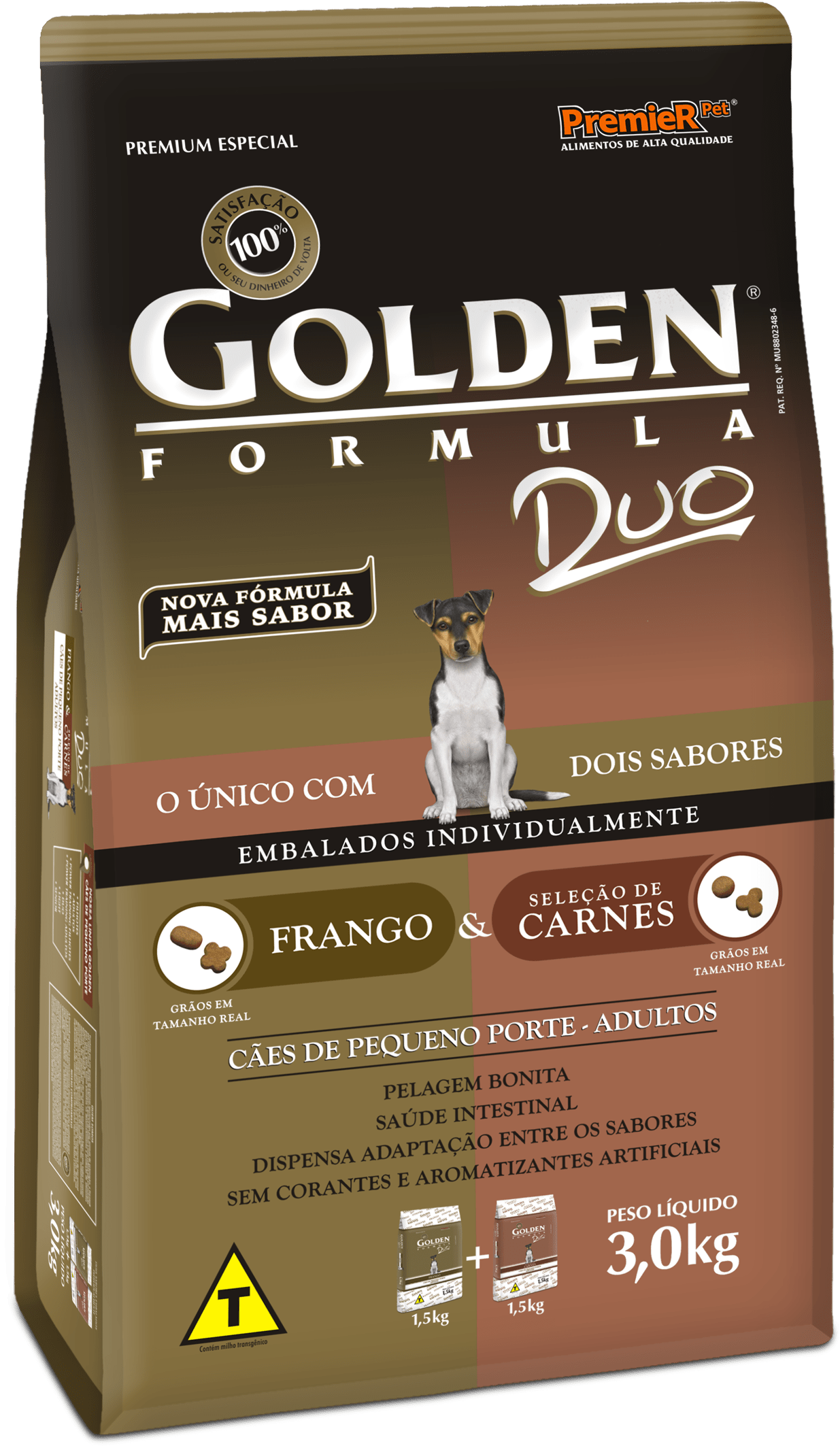 Ração Golden Duo Cães Adultos Mini Bits Frango e Seleção de Carnes 3kg