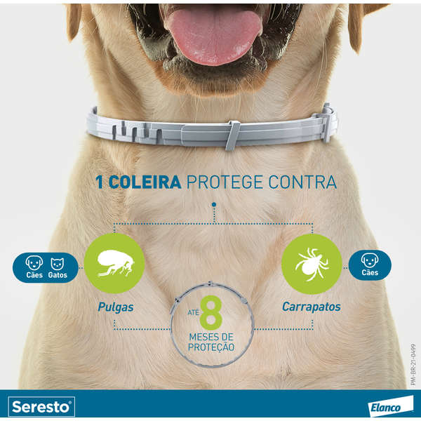 Coleira Elanco Antipulgas Seresto P para Cães e Gatos até 8kg