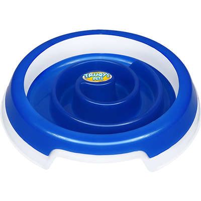 Comedouro Truqys Pets Slow Food Médio Azul