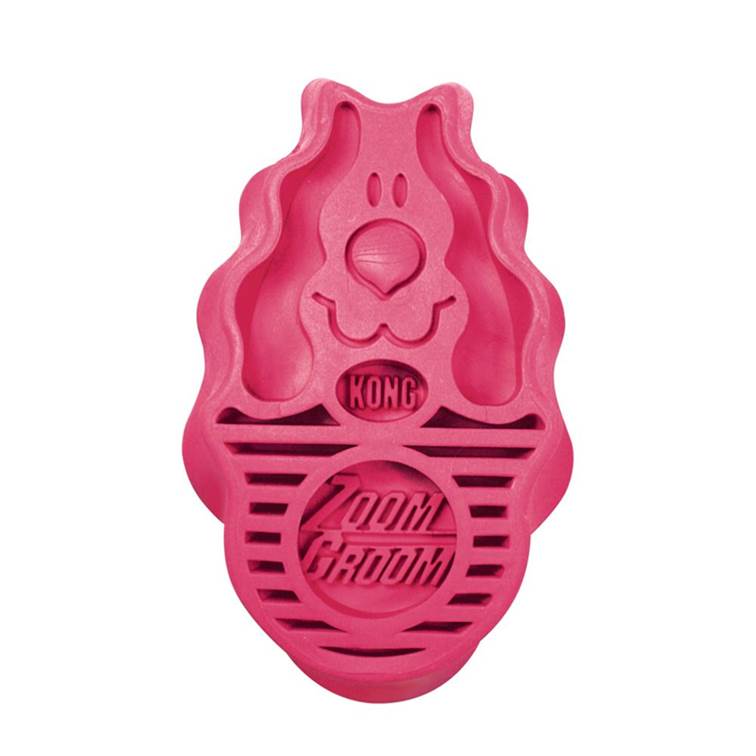 Escova de Borracha para Cachorro KONG Zoom Groom Rosa Pequeno