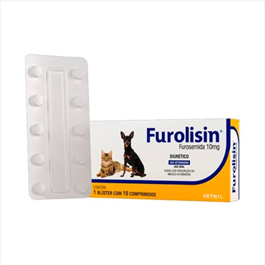 Diurético para Cães e Gatos Furolisin 10mg Blíster 10 comprimidos