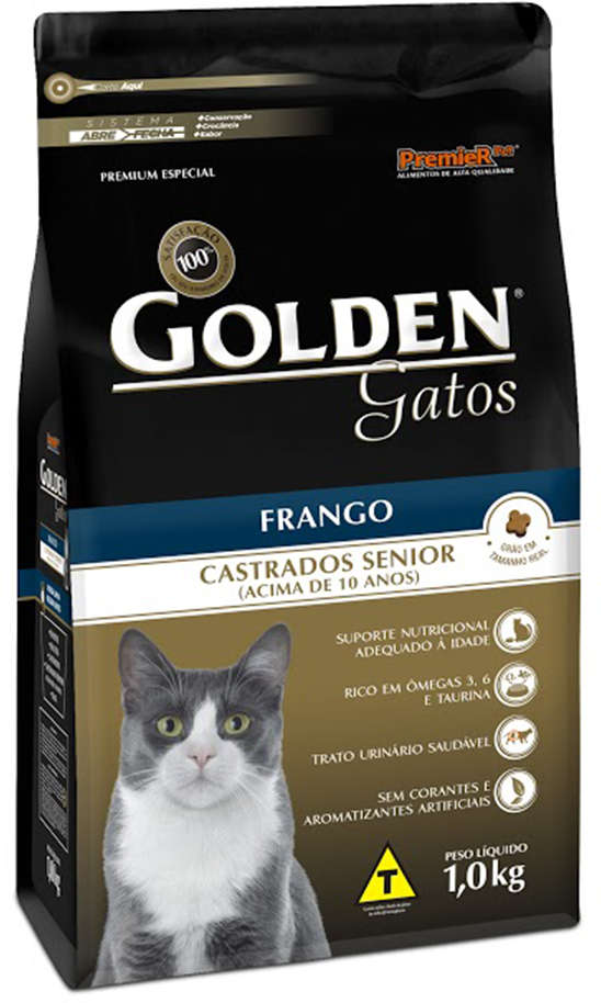 Ração Golden Gatos Sênior Castrados Frango 1kg