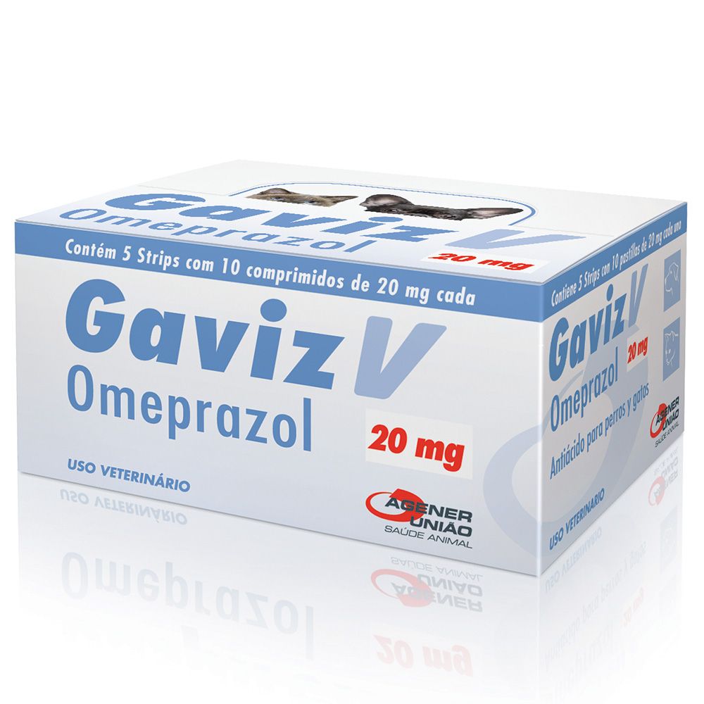 Gaviz V Omeprazol Cães e Gatos Agener 20mg Blíster 10 comprimidos