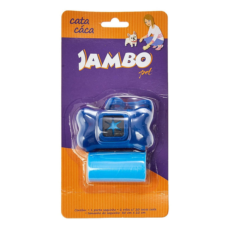 Kit Porta Saquinhos Higiênicos com 2 Rolos Jambo Basic Azul