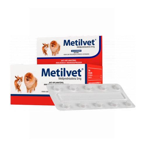 Metilvet 5mg Anti-Inflamatório para Cães e Gatos