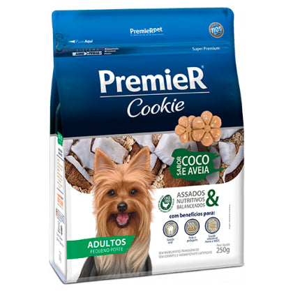 Petisco Premier Cookie Cães Adultos Pequeno Porte Coco e Aveia 250g