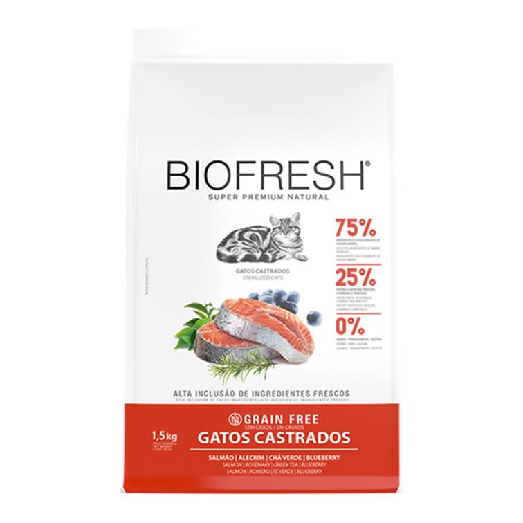 Ração Biofresh Gatos Castrados Salmão 1,5kg