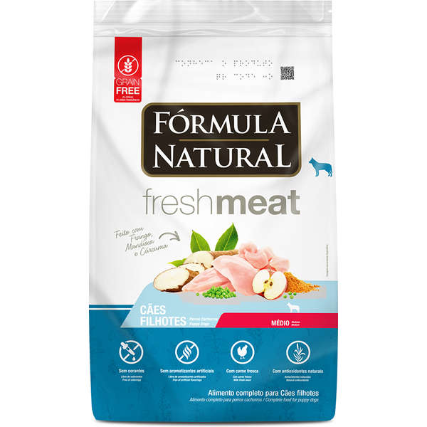 Ração Fórmula Natural Fresh Meat Cães Filhotes Raças Médias 12kg