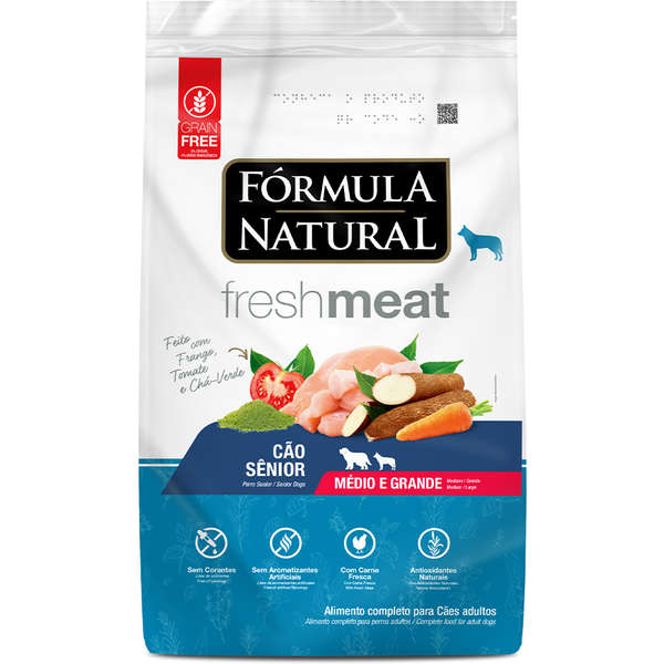 Ração Fórmula Natural Fresh Meat Cães Sênior Raças Médias e Grandes 12kg