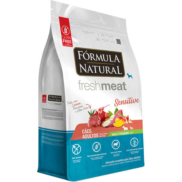 Ração Fórmula Natural Fresh Meat Sensitive Cães Adultos Raças Pequenas e Mini 7kg
