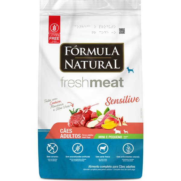 Ração Fórmula Natural Fresh Meat Sensitive Cães Adultos Raças Pequenas e Mini 7kg
