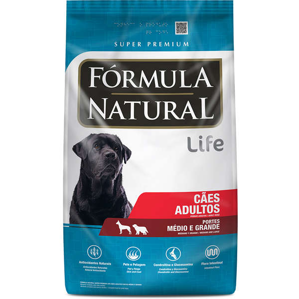 Ração Fórmula Natural Life Cães Adultos Raças Médias e Grandes 15kg